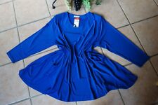 MAGNA Tunika 44 46 NEU royal blau MEGA A-Form Stretch Taschen Langarm LAGENLOOK