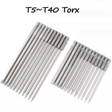 Torx Bit Magnetisch Lang Loch 1/4" T5 T6 T7 T8 T9 T10 T15 T20 - T40 Sicherheit