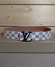 Louis Vuitton Ledergürtel Damier Azul/ Weiß Schachbrettmuster 105cm 42inch