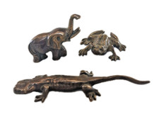 3x Messing Figuren Tiere