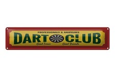 Blechschild 46x10cm Professionals and amateures Dart Club Deko Schild