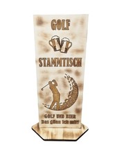 Stammtisch Aufsteller Schild Holz Deko Geflammt Holzschild Golf Club Sport