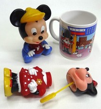 3 x Micky Minnie Maus Tasse / Becher Weichplasikfigur Baby Seifenblasenfigur