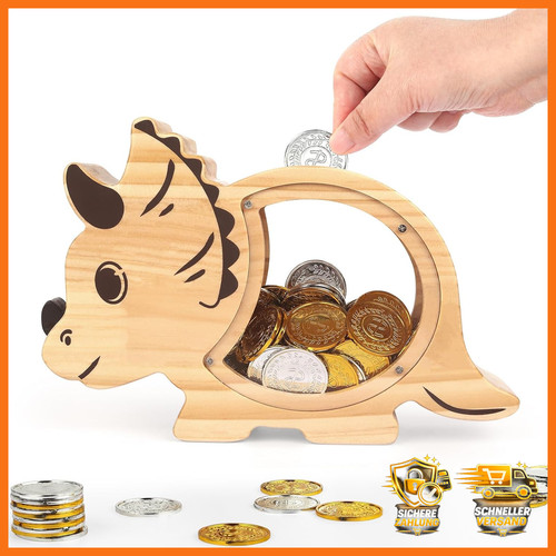 Spardose holz dino - spardose,