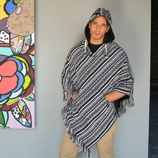 virblatt - Poncho Herren | Baumwolle | Poncho Winter Baja Hoodie zum Wenden