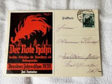 Postkarte Der rote Hahn, Dresdner Jahresschau für Feuerschutz 1935, selten