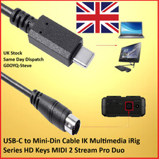 USB-C auf Mini-DIN Kabel IK Multimedia iRig Serie HD Tasten MIDI 2 Stream Pro Duo