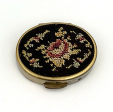 Vintage Pillendose Rosen Schmuckbox Golden Seal Blumen Schatulle Retro Dose 3437