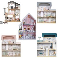 Großes Puppenhaus XXL Puppenvilla Traumhaus Set aus Holz mit Möbel und Zubehör