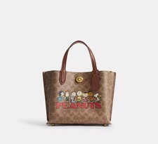 COACH PEANUTS Willow Tote Bag 24 Signature Canvas Tan Brown Multi Outlet NEU