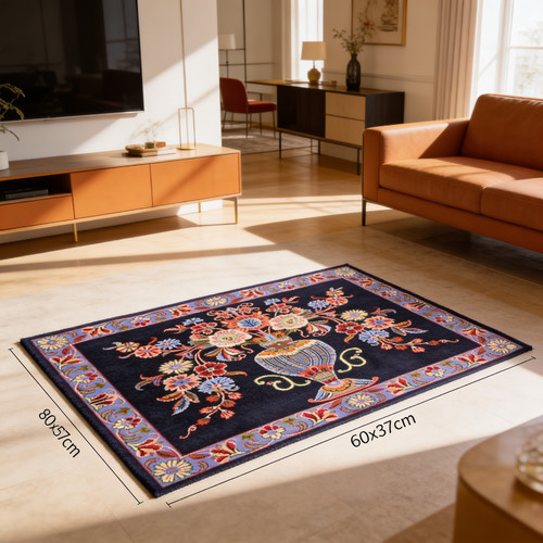 Keshan teppich 80x57 blau - teppich,