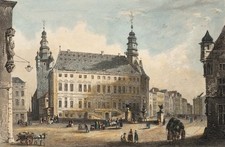 WINKLES (*1801) nach FROMMEL (*1789), Szenerie auf Marktplatz Aachen, Sst.