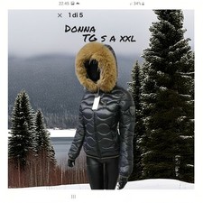 Blauer Damen Jacke mit Glitzer und Fell alle Größen verfügbar