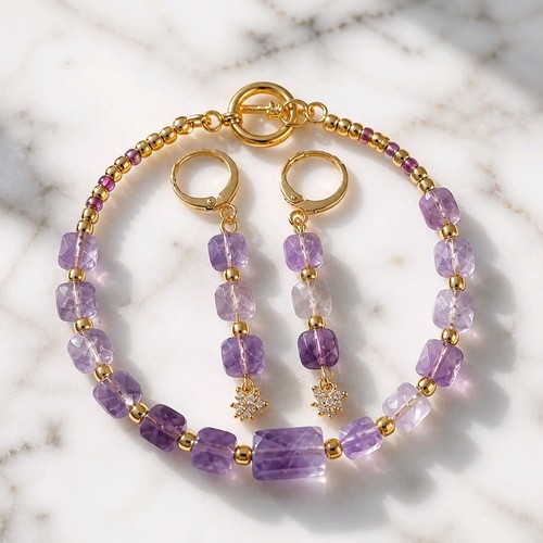Amethyst schmuckset facettiert - amethyst,