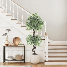 Litake Kunstpflanzen Künstlicher Ficus Baum 150 cm Große Grüne Birkenfeige im...