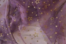 ORGANZA in LILA Glitzer Sterne