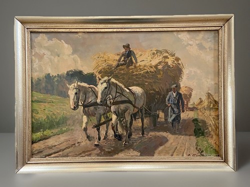 öl gemälde pferdefuhrwerk - Öl,