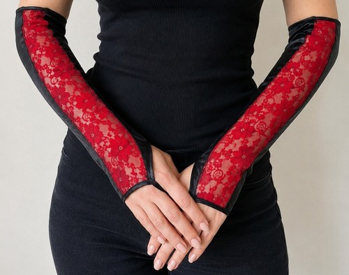 Rot schwarze armstulpen - rot/schwarze,