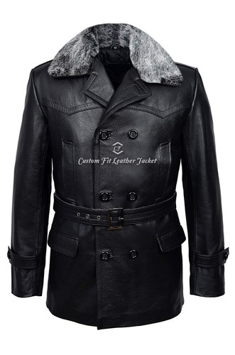 German pea coat black furr - german,