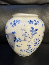 Rieber Mitterteich Bavaria Vase, Handarbeit, Weißblau, H 14 cm