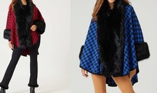 Cape Einheitsgröße Damen Hahnentritt Webpelz UVP:89,99€