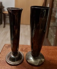 Konvolut alte Metall z.B. 2 kleine Vasen versilbert, Zinndeckel 