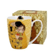 Henkelbecher Gustav Klimt - Der Kuss - 380ml Duo Porzellan Geschenkverpackung