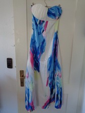 Wunderschönes Kleid Gr. 34 - 36 weiß bunt gerafft Abendkleid trägerlos Festkleid