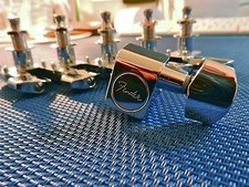 . 6 Fender Logo Stratocaster / Telecaster TUNERS TUNING PEGS Guitar Chrome