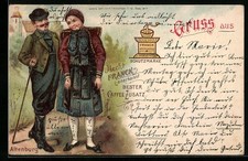 Lithographie Altenburg, Altenburger Tracht und Werbung für Aecht Franck Kaffee, 