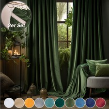 Samt Vorhang 2er Set Vorhänge Blickdicht Verdunkelungsvorhang mit Kräuselband