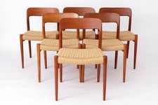 Set of 6 Niels Otto Moller Model 75 Dining Chairs, 1950s – Restored Teak & Cord