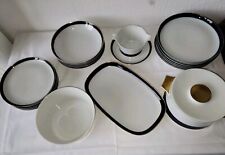 Schönwald Tafel / Essgeschierr kobalt blau Goldrand weiss 23 teilig