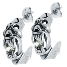 Ohrstecker Creolen Drachenkopf Drachenkralle Schädel Monster Edelstahl silbern