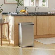 HOMCOM Mülleimer mit Sensor 60L Edelstahl Leise Automatischer Abfalleimer Silber
