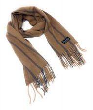 100 % Baby Kamelhaar Herren Winter braun gestreift Tattersall Schal Ref 2410/005