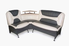 Eckbank Sitzbank Groß gepolstert Arabika mit Ablage Truhen Grau-Creme Kunstleder