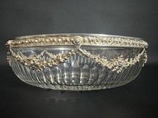 Kristallschale mit vergoldeter Silbermontierung – Girlandendekor – um 1900