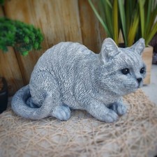 Steinfigur Katze Groß 8 kg Gartenfigur Frostfest Steinguss Garten Deko Massiv