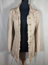 NEU ADAGIO BEIGER KURZMANTEL RÜSCHEN GLITZER UNIKAT GLÄNZEND JACKE BLAZER GR 40