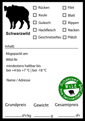 Schwarzwild aufkleber wildbret - schwarzwild,