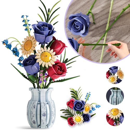787pcs rose bausteine blumen - rose,
