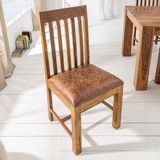 Massivholz Stuhl MAKASSAR Sheesham Esszimmerstuhl gepolstert Kolonialstil