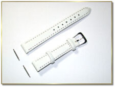 klassik echt Leder Uhrenarmband Weiß Seidenmatt 14mm breit silberne Schlies.3014