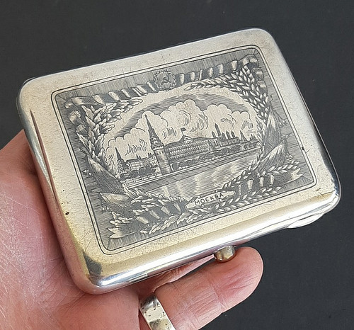 Russische silber dose niello - russische,