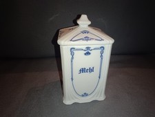 Vorratsdose für Mehl Mehltopf Porzellan  Blau weiss Jugendstil Dekor