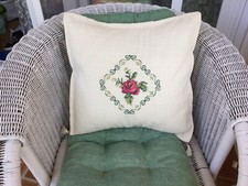 2 Stück 100% Leinen Kissenbezug 40x40 cm beige mit Stickerei Neu