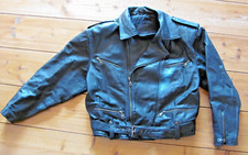Lederjacke schwarz Bikerjacke original 80er, Rinderleder Gr. L, Vintage