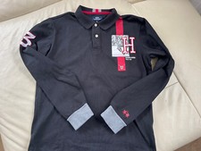 La Martina Herren Poloshirt M Langarm T-Shirt Pullover Hemd schwarz Designer