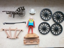 Playmobil 3503 Leiterwagen Ochsenkarren 10 Ersatzteile Räder Frau Schubkarre...